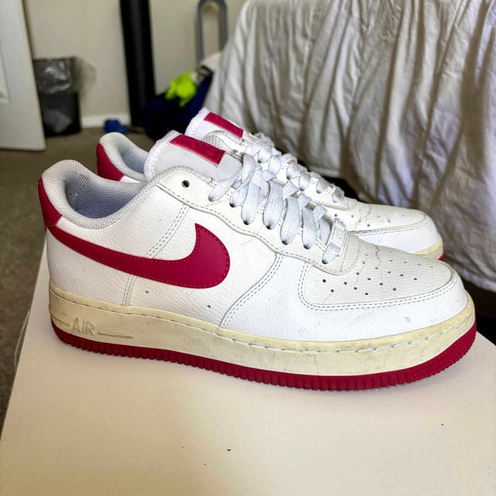Nike Air Force 1 Red and White Womens Sz 9